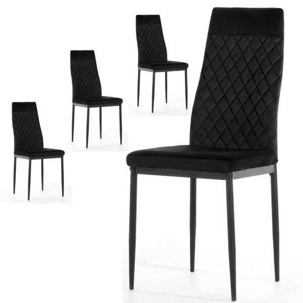 Krzeso tapicerowane zestaw 4x VALVA CARO VELVET BLACK